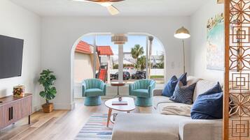 TV, DVD player, books, offices