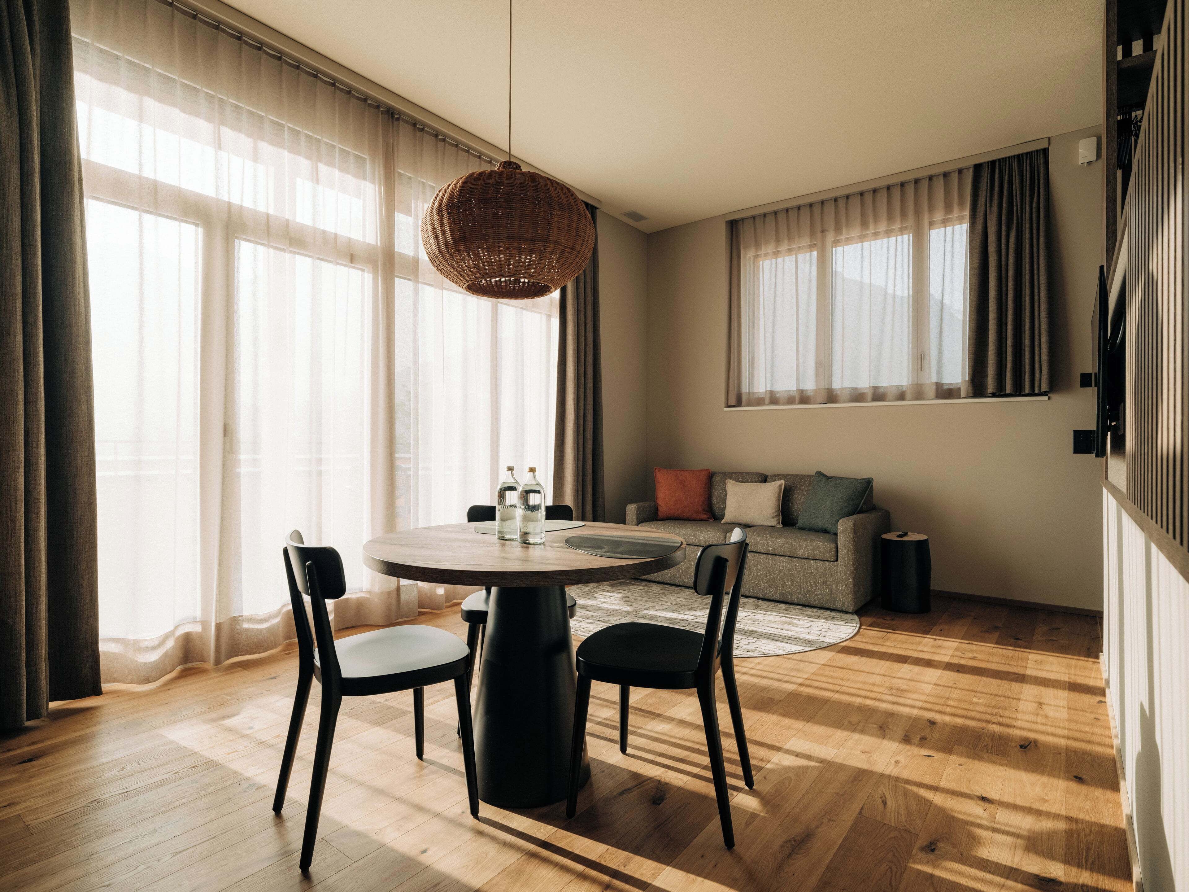 Studio Apartment Bunderspitz, Balcony, Mountain View | Living area | 50-inch flat-screen TV with digital channels