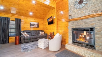 TV, fireplace, foosball