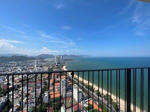 Enjoy breathtaking views of the coastal city and beach from this elevated vantage point.