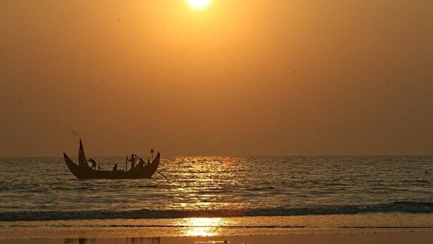 A boat on calm waters during sunset. - Nilanjana Kuakata (Kalapara)