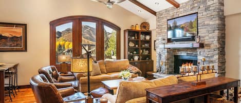 Smart TV, chimenea, videojuegos y libros