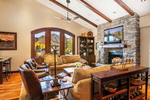 Smart TV, fireplace, video games, books