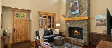 TV, fireplace, offices