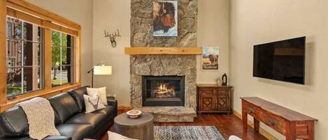 TV, fireplace, offices