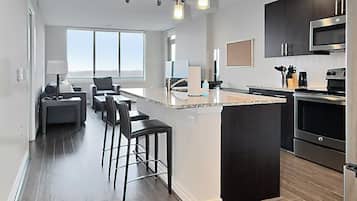 Apartment, 1 King Bed with Sofa bed, Terrace, City View | Private kitchen | Coffee/tea maker