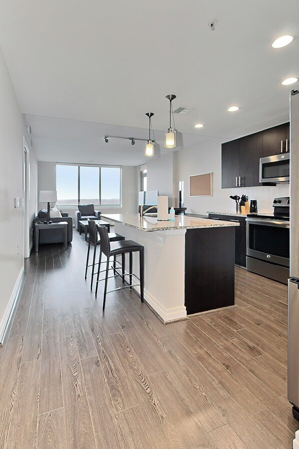 Apartment, 1 King Bed with Sofa bed, Terrace, City View | Private kitchen | Coffee/tea maker