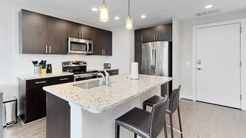 Apartment, 1 King Bed with Sofa bed, Terrace, City View | Private kitchen | Coffee/tea maker