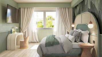 1 dormitori, cortines opaques i planxa i posts de planxar