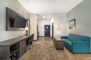 Desk, laptop workspace, iron/ironing board, WiFi