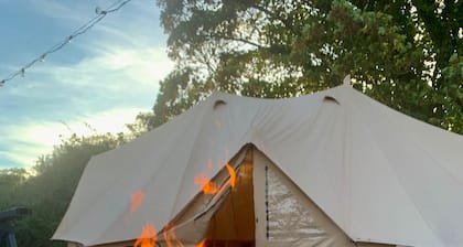 Cozy Winter Hot Tent With Log Burner, Tv & Hot tub