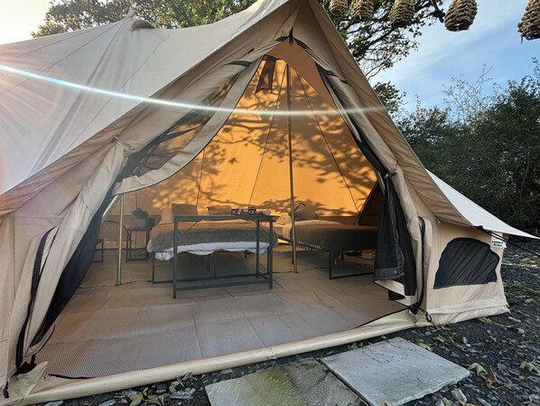 Cabin | Property grounds - Cozy Winter Hot Tent With Log Burner, Tv & Hot tub (Llanfairpwllgwyngyll)