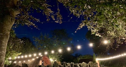 Cozy Winter Hot Tent With Log Burner, Tv & Hot tub