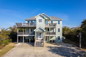 WH582: Beachnuts Too | Front Exterior - Beachnuts Too: Pet Friendly, Oceanside, Private Pool and Hot Tub (Corolla)
