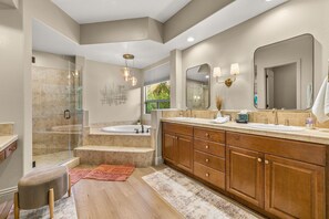 Shower, hair dryer, towels - Rare Gem: Pool, Spa, Game Room, Fire Table! (Indio)