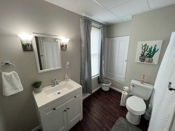 Hair dryer, towels, soap, shampoo - Cozy Upstairs Apartment (Uniontown)