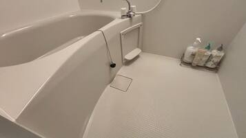 Hair dryer, bidet, towels, soap