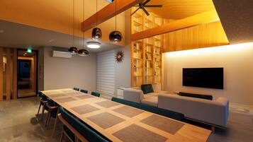 Family House, Garden View | Living area | 32-inch LCD TV with digital channels