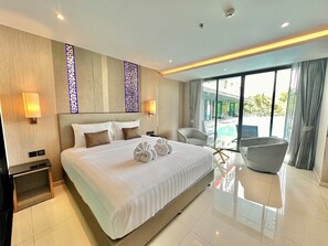 Deluxe Suite with Pool Access | Sengetøy i egyptisk bomull og sengetøy av topp kvalitet