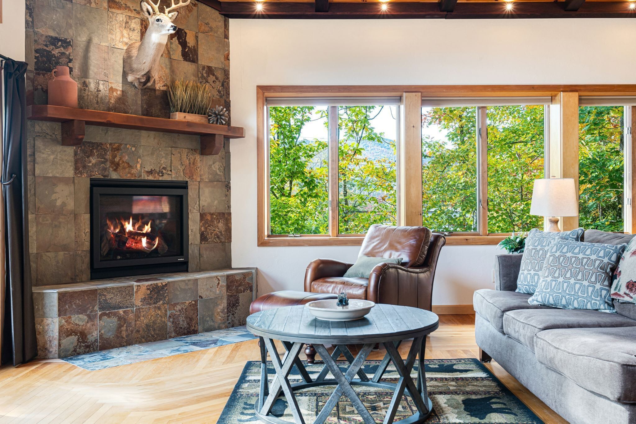 TV, fireplace, offices