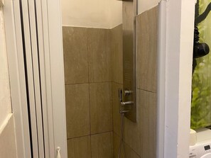 Regadera, secadora de cabello, bidet, toallas 