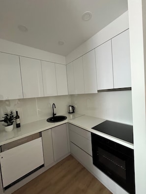 Fridge, microwave, oven, dishwasher