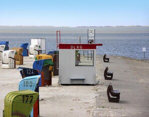 Enjoy a relaxing beachside break at this tranquil coastal spot, where you can sit and take in the views.