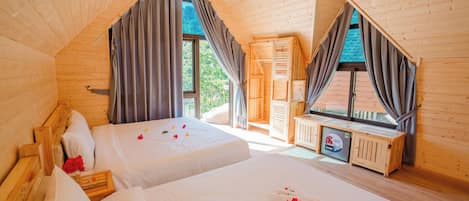 Bungalow Familial, balcon, vue lac