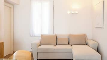 Appartement Deluxe, terrasse, vue mer | Coin séjour