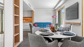 Comfort Apartment, 1 Bedroom, Terrace, Garden View | Living area | Smart TV
