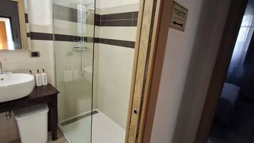 Hair dryer, bidet, towels, soap