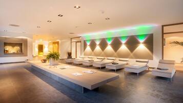 Steam room, body treatments, aromatherapy, hot stone massages