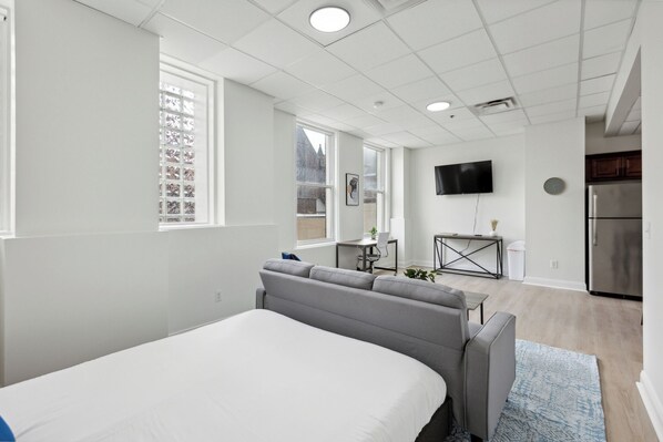 Desk, iron/ironing board, travel crib, free WiFi