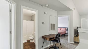 2 bedrooms, desk, iron/ironing board, travel crib