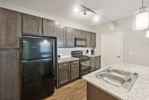 Fridge, microwave, oven, stovetop - C Creek  4316 I New Construction 2Bd Apt I Gated (Houston)