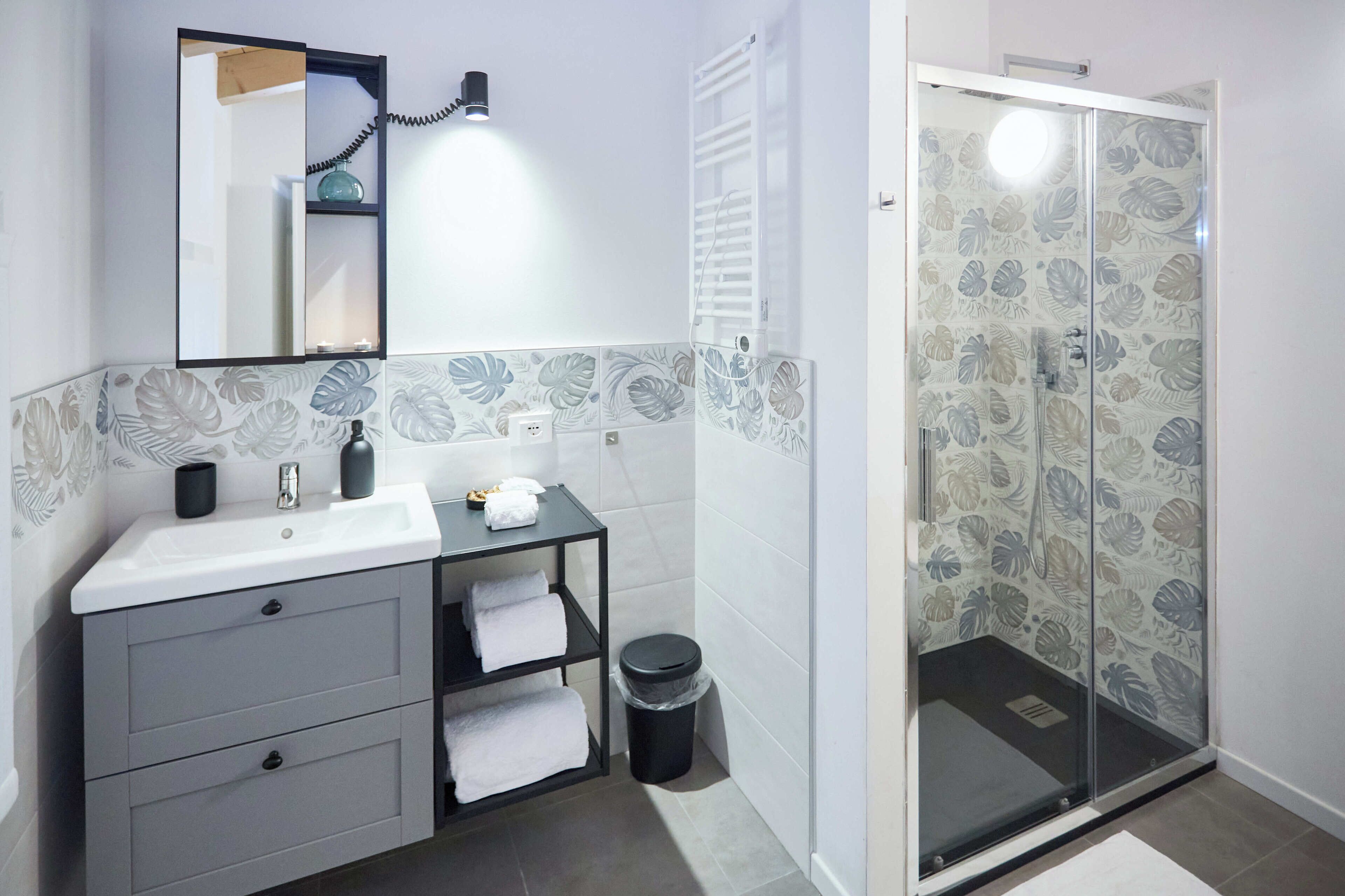 Regadera, secadora de cabello, bidet, toallas 