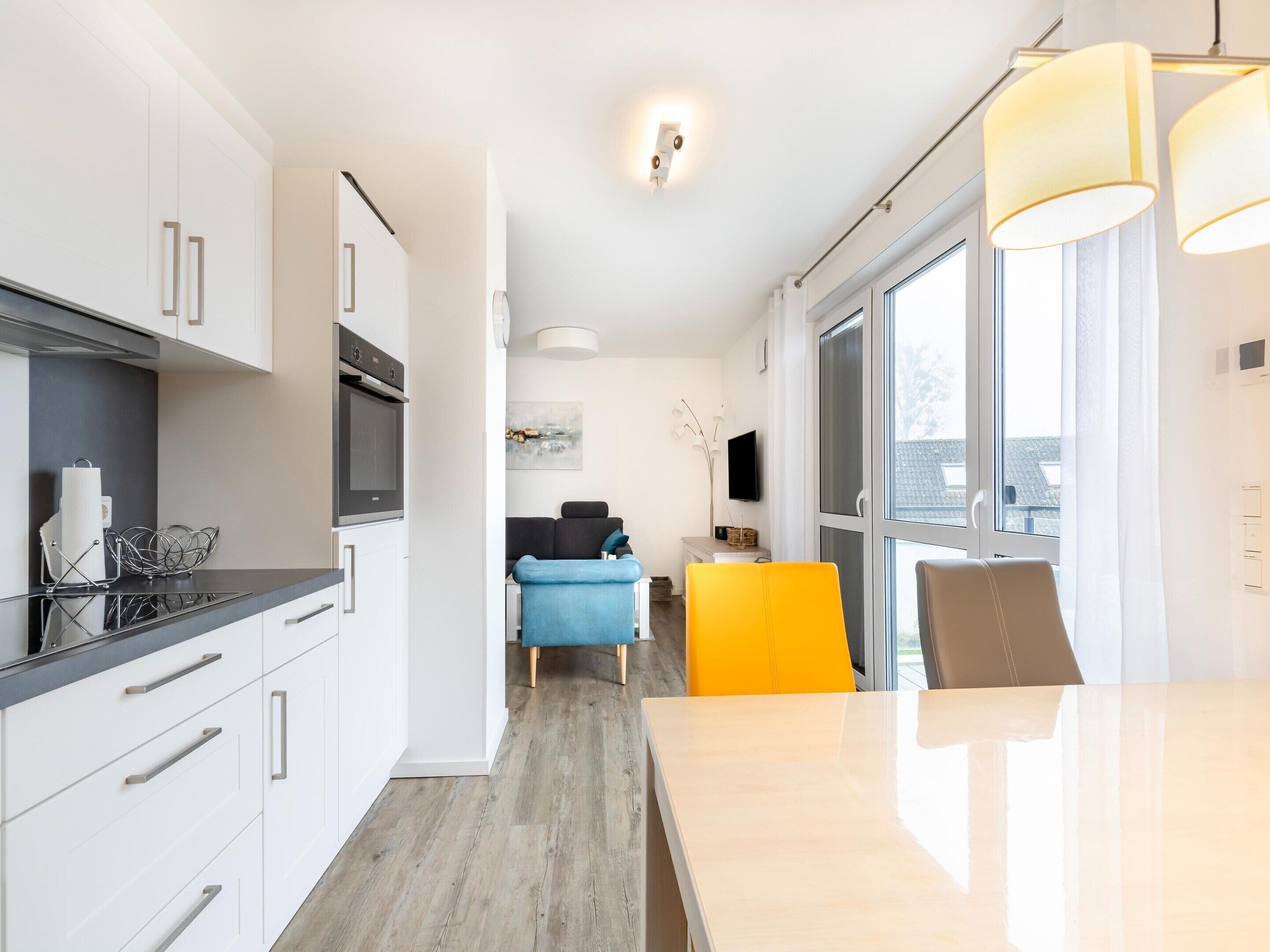 Apartment | Private kitchen | Electric kettle, toaster, high chair