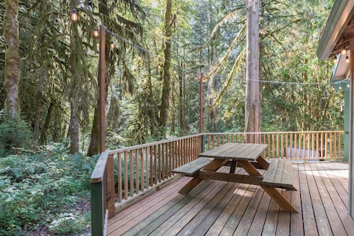 Family Cabin, secluded, hot tub, pet friendly, walk to the Salmon River Trail