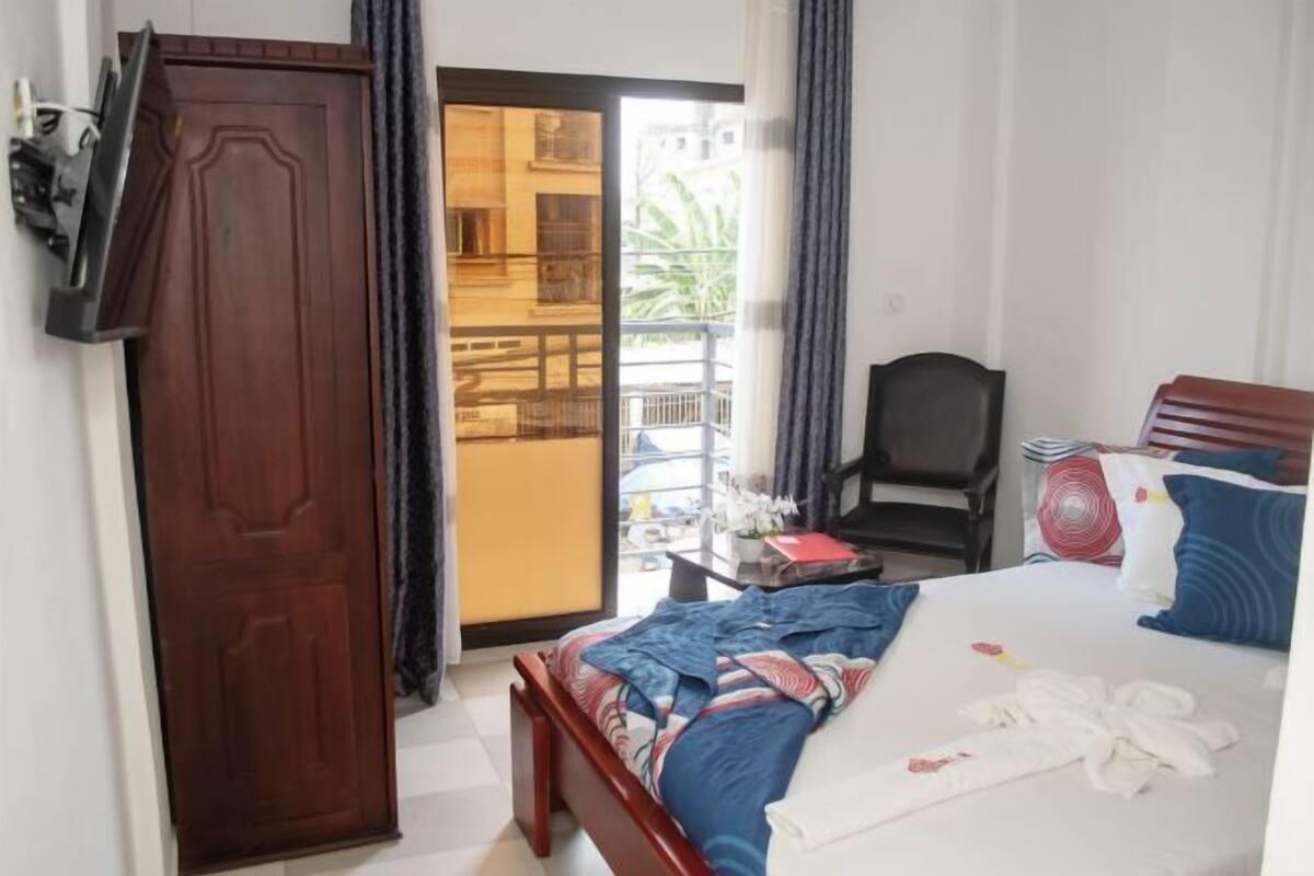 Laptop workspace, iron/ironing board (on request), WiFi (free)