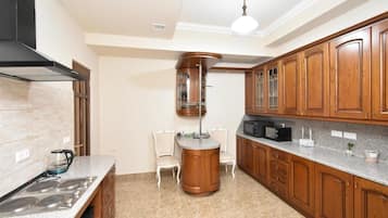 Fridge, microwave, electric kettle
