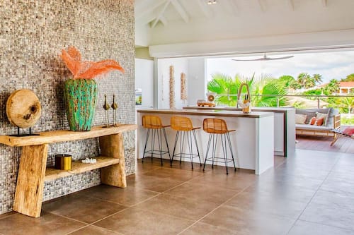 Superior Villa, Pool View | Private kitchen | Fridge, microwave, oven, stovetop
