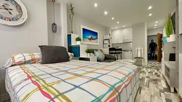 Apartamento | 1 dormitorio, tabla de planchar con plancha, ropa de cama