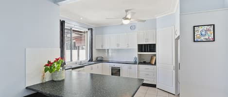 Microwave, oven, stovetop, dishwasher
