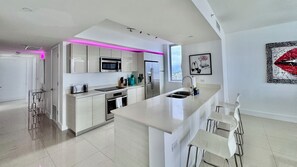 Fridge, microwave, oven, stovetop - Upscale 3-BR Condo in Beachwalk Resort, Miami Luxury (Hallandale Beach)