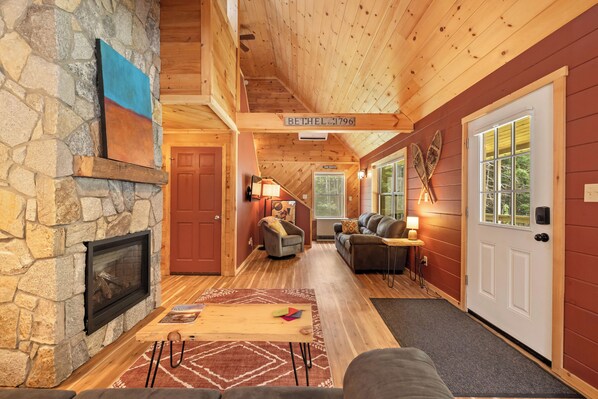 Smart TV, fireplace, table football