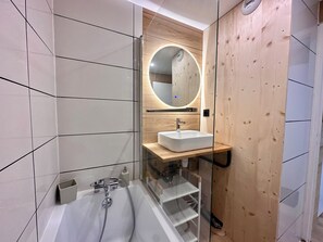 Hair dryer, towels, toilet paper
