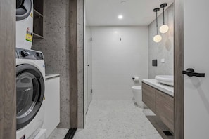 Hair dryer, towels