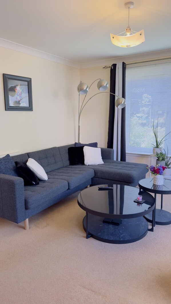 Apartment | Living area | TV - Apartment-2br-parking-walk to Town-near Beach-wifi (Kirkcaldy)