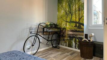 2 bedrooms, iron/ironing board, travel crib, bed sheets