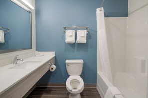 Suite, 1 letto queen | Bagno | Set di cortesia gratuito, asciugacapelli, sapone, shampoo